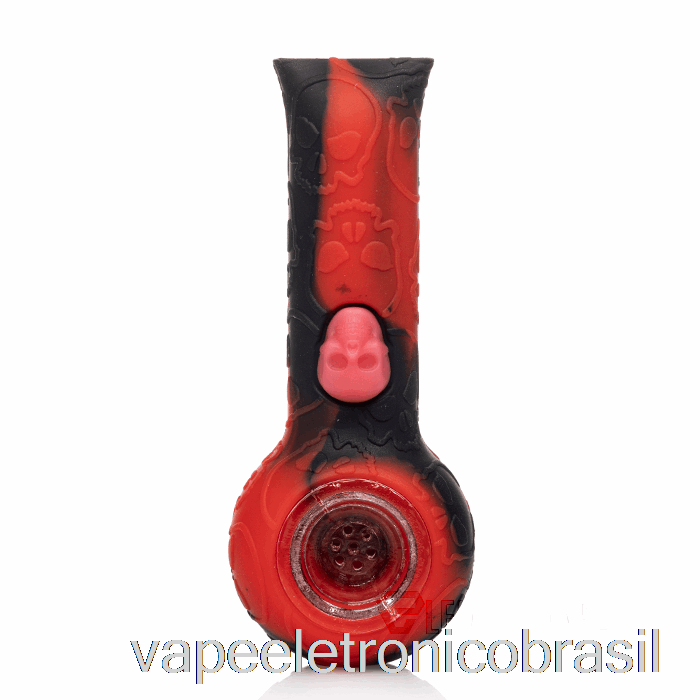 Vape Eletronico Stratus Silicone Caveira Tubo De Mão Carmesim (preto / Vermelho)
